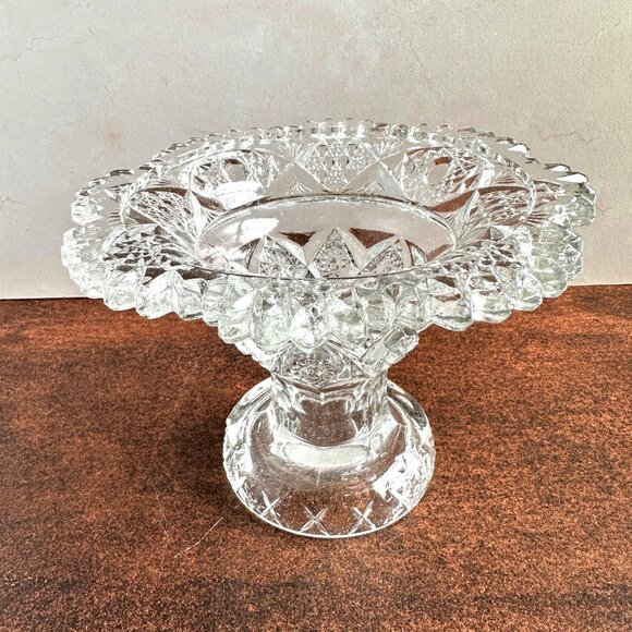 Antique Glass Pedestal Compote 7.5" - Picture 2 of 9